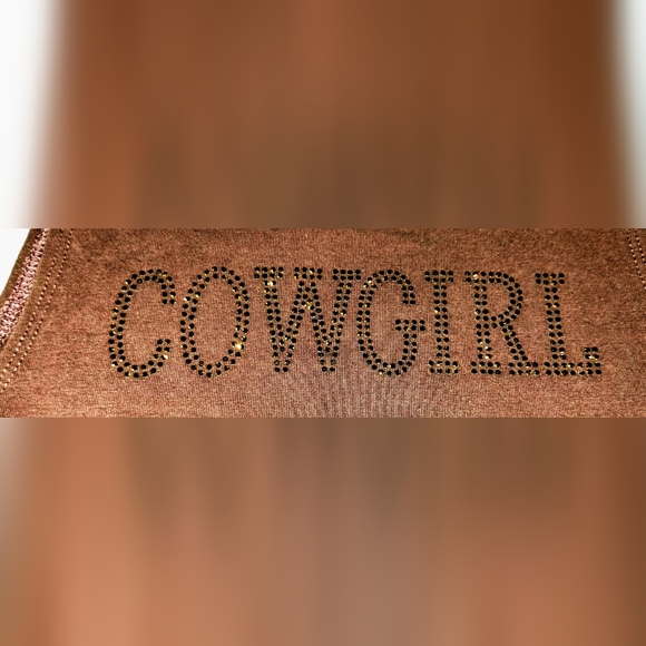 Women's Gold Bling Cowgirl Y2K  Cropped Tank w/ pull & tie Sides By Motel Size L - Picture 3 of 3